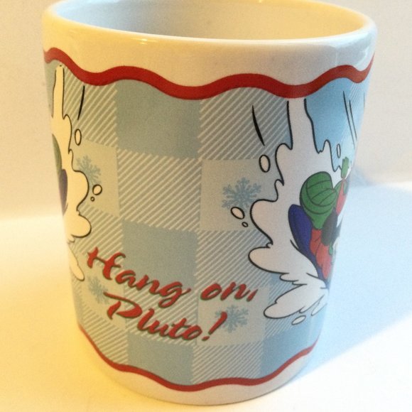 Hang On Pluto Mickey Minnie Sledding Mug Vintage Christmas Disney - Picture 3 of 6